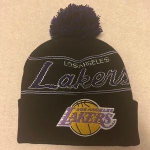 Mitchell and Ness NBA Los Angeles LA Lakers Beanie Hat Embroidered Logo Black